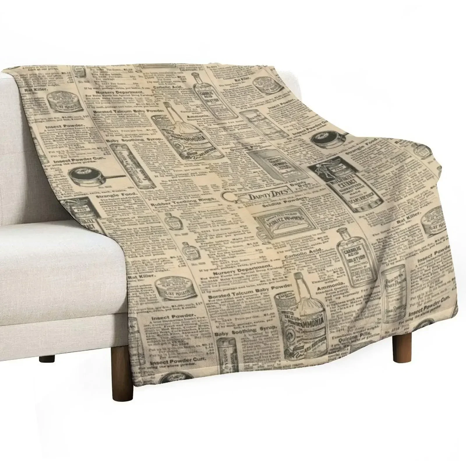 

antique newspaper pattern 2 Throw Blanket Outdoor Soft Blanket for Picnic Beach Camping