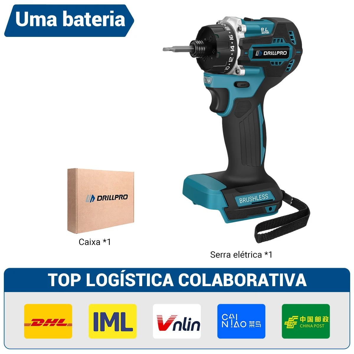 Drillpro 280N.m borstelloze elektrische schroevendraaier 1/4 inch 20 + 1 koppel draadloze elektrische boorschroevendraaier voor 18v batterij