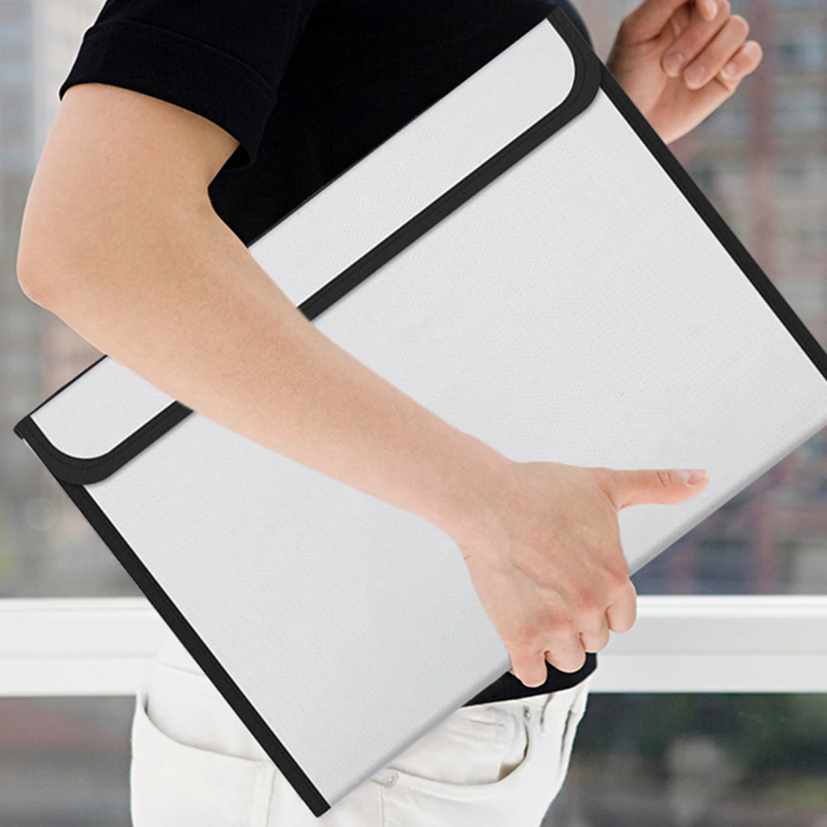 

Waterproof and Fireproof File Bag Money Safe Briefcase Small Office Storage Documents Security Holder