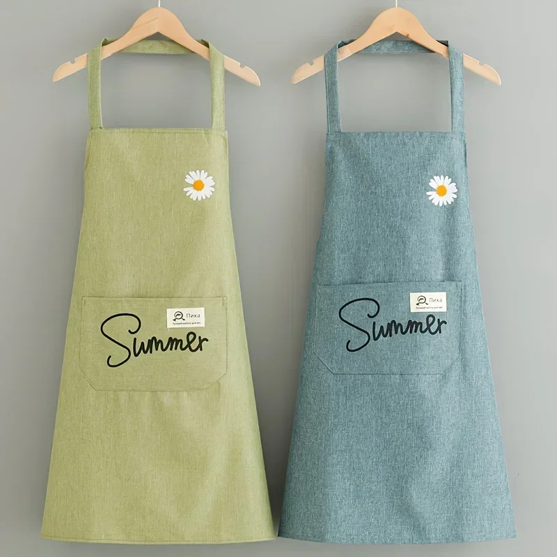 

1pc Summer Daisy Waterproof Oil-Resistant Print Apron Fashionable Kitchen Apron for Women and Men Kitchen Aprons Accessories