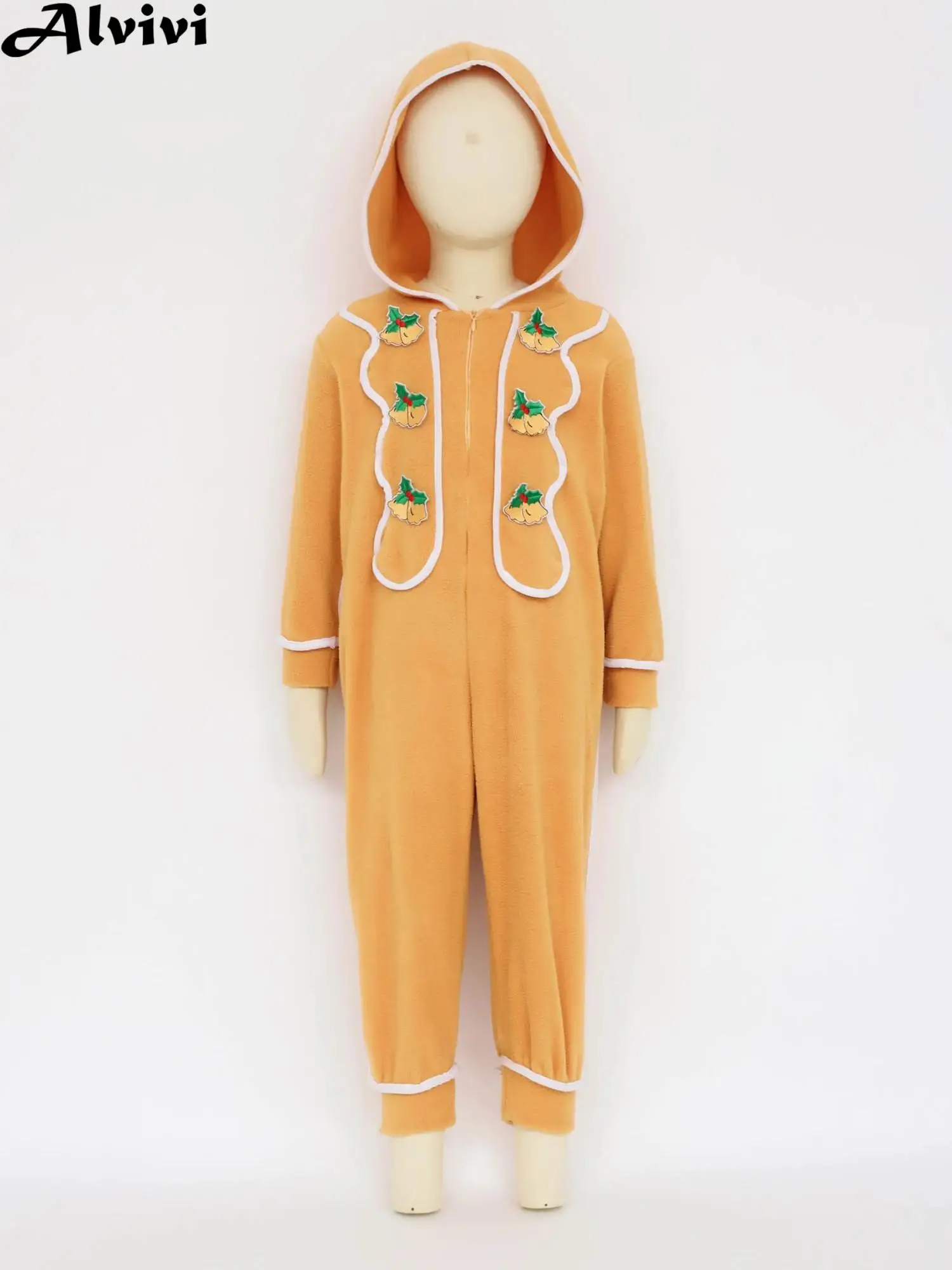 

Детский рождественский комбинезон с длинными рукавами на молнии, мягкий боди с капюшоном, пряничный человечек, карнавальный костюм для рождественской карнавальной вечеринки