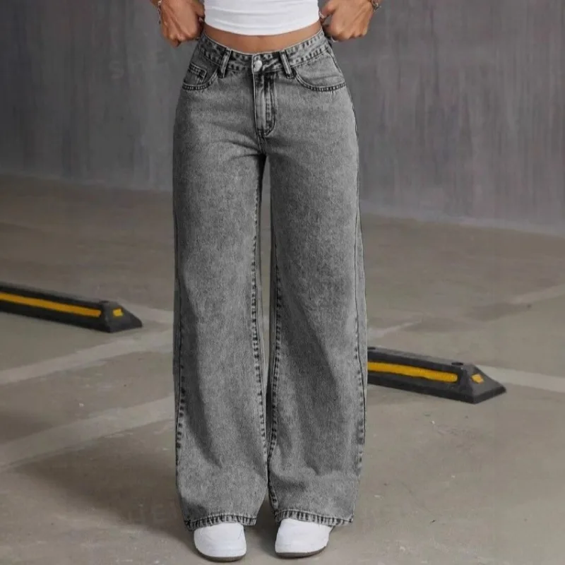 Y2k Retro Harajuku Bow Embroidery Washed Jeans Women American Sweet Spicy Wind Straight Loose Pants Wide Leg Jeans