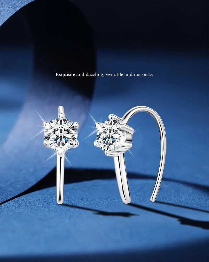 

Moissanite U Shape Hoop Earrings for Women Minimalist 925 Silver Gold Plated Round Circle Open Hoops Unique Jewelry Gift