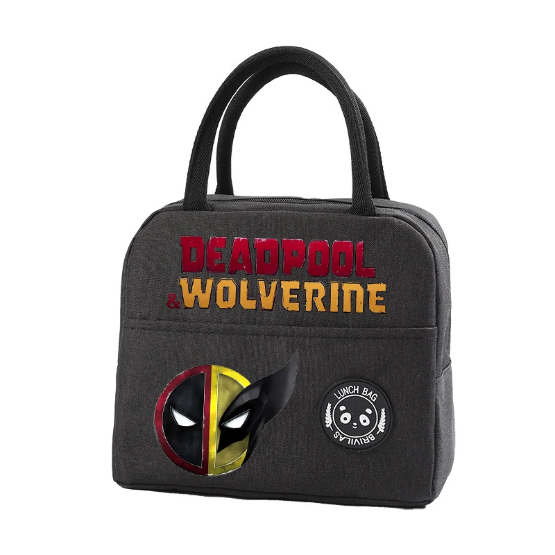 Deadpool & Wolverine Marvels Lunch Bag for Kids New Anime Insulated Cooler Handbag School Office Food Bento Pouch Children Gift