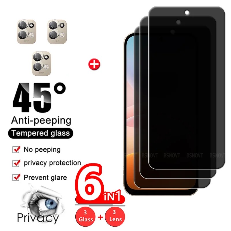 6-in-1 For Redmi 17 Glass Redmi 17 Tempered Glass Phone Protective Anti-Spy Privacy 9H Cover Screen Protector Xiaomi Redmi 17