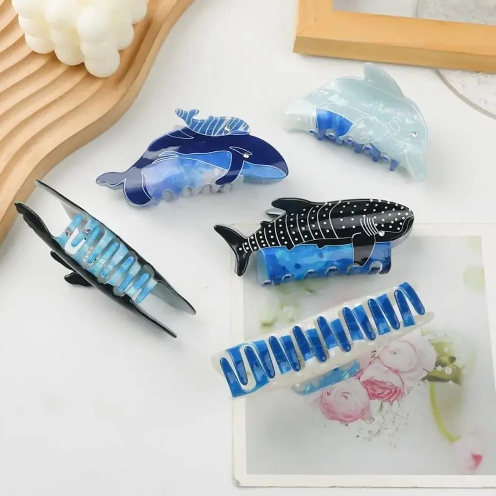 Personalized Blue Sea Creature Animal Hair Claw Whale Cartoon Dolphin Hair Clip Women Headwear Fish Female