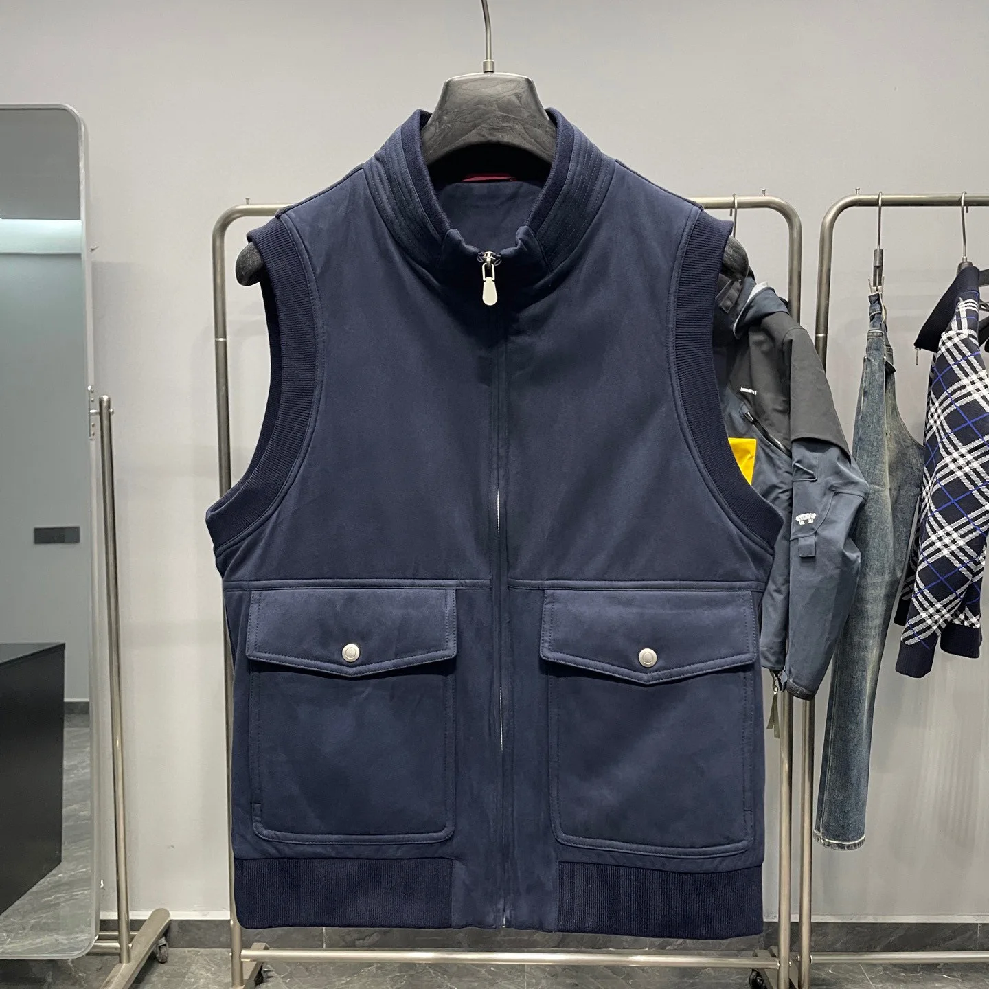 سترة BC كاجوال بياقة واقفة وجيب