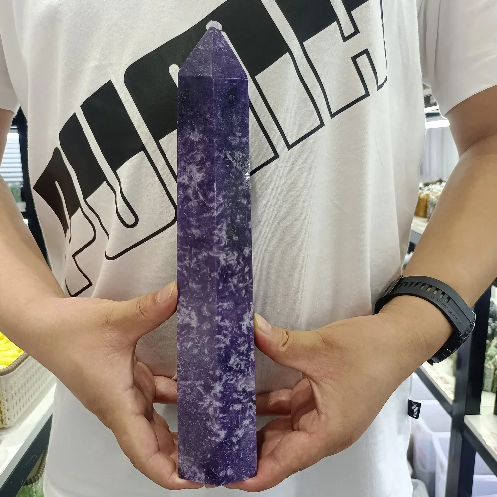 

NATURAL PURPLE MICA STONE COLUMN CRYSTAL ENERGY HOME DECORATION GIFT REIKI HEALING HIGH QUALITY STONES