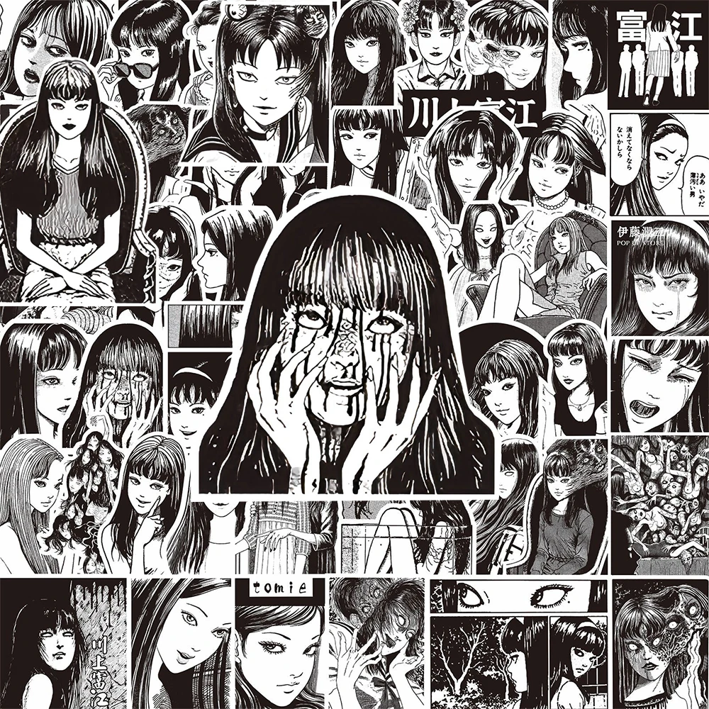 10/30/70 Stück Schwarz-Weiß Anime Tomie Junji Ito Graffiti-Aufkleber Horror-Cartoon-Aufkleber DIY Laptop Journal Notizbuch