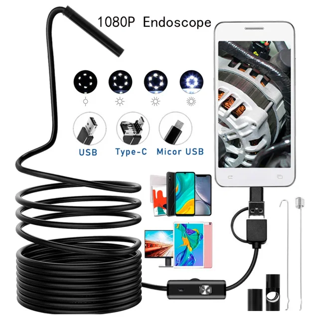 Imagem -02 - Endoscópio Câmera hd 1080p Endoscópio com Led Inspeção à Prova Impermeável Água Mini Câmera Borescope para Android pc Novo 8.0 mm