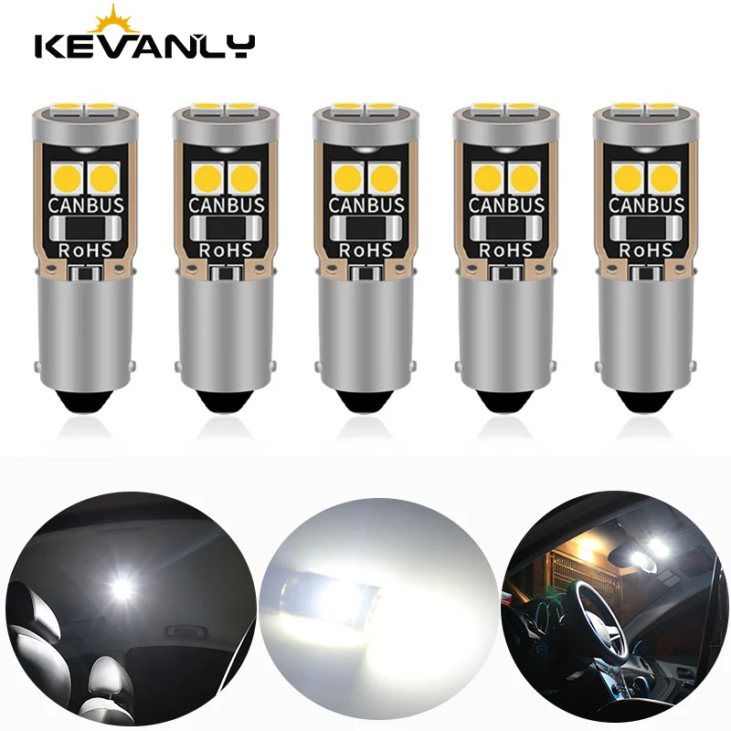 

20/50 PCS BA9S T4W Car Canbus LED Interior Lamp Bulbs 12V 3030 6Leds Reading Lights White License Plate Lights Dashboard Warming