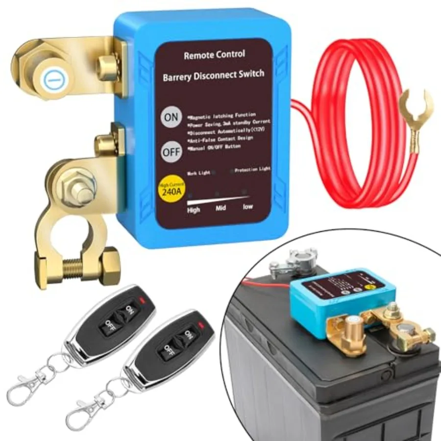 

Remote Battery Disconnect Switch 12v 240A Upgrade Smart Voltage Car Kill Switch Anti-Theft Prevent Battery Drain Remote Battery