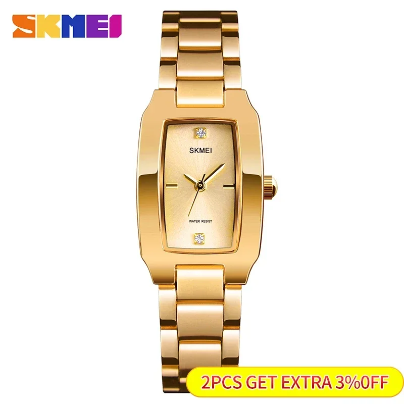 Skmei 1400 Ladies Casual Dress Luxury Silver Ladies Rhinestone Waterproof Relogio Feminino Quartz Watch Fashion Thin Watches