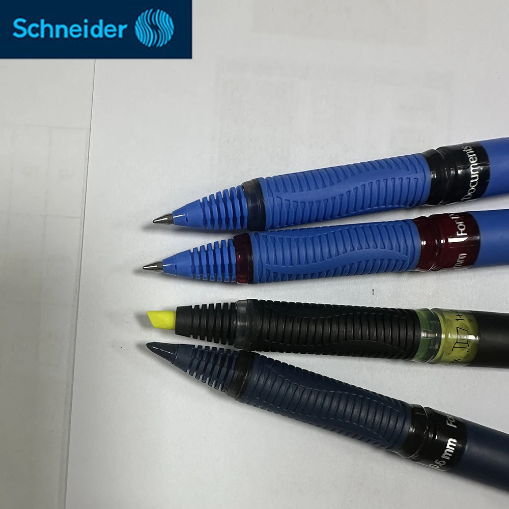 4pcs/set Germany Schneider Gel Pen Signing Pen Highlighter Marker Pen 0.6mm/0.3mm/0.5mm/1-4mm Leather Pencil Box Case Gift