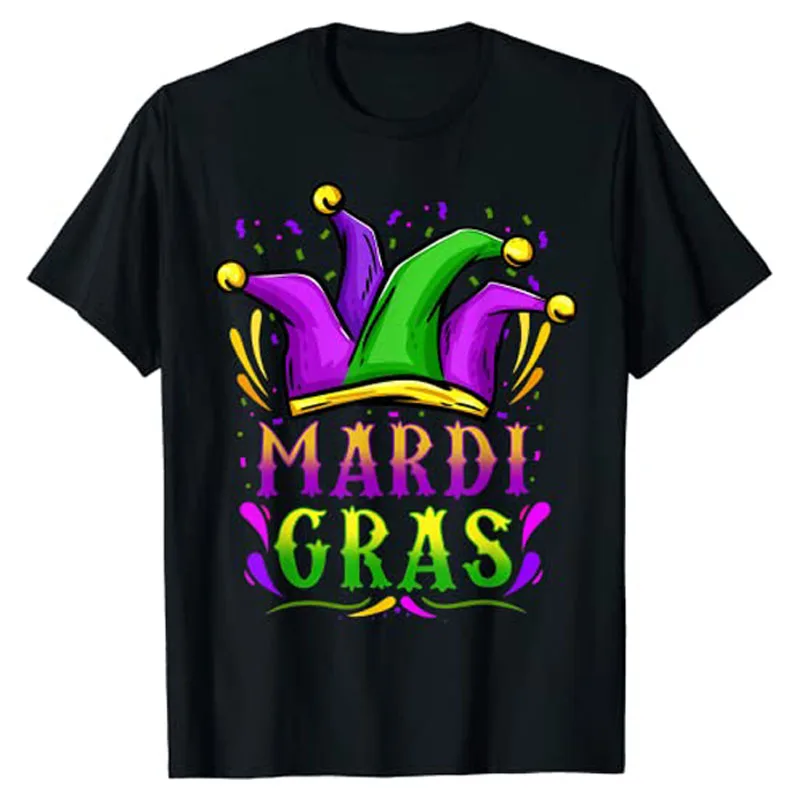 Mardi Gras Party Hat Gift T-Shirt Gifts Mardi Gras Festival Outfits Sayings Quote Graphic Tee Tops Basics Short Sleeve Blouses