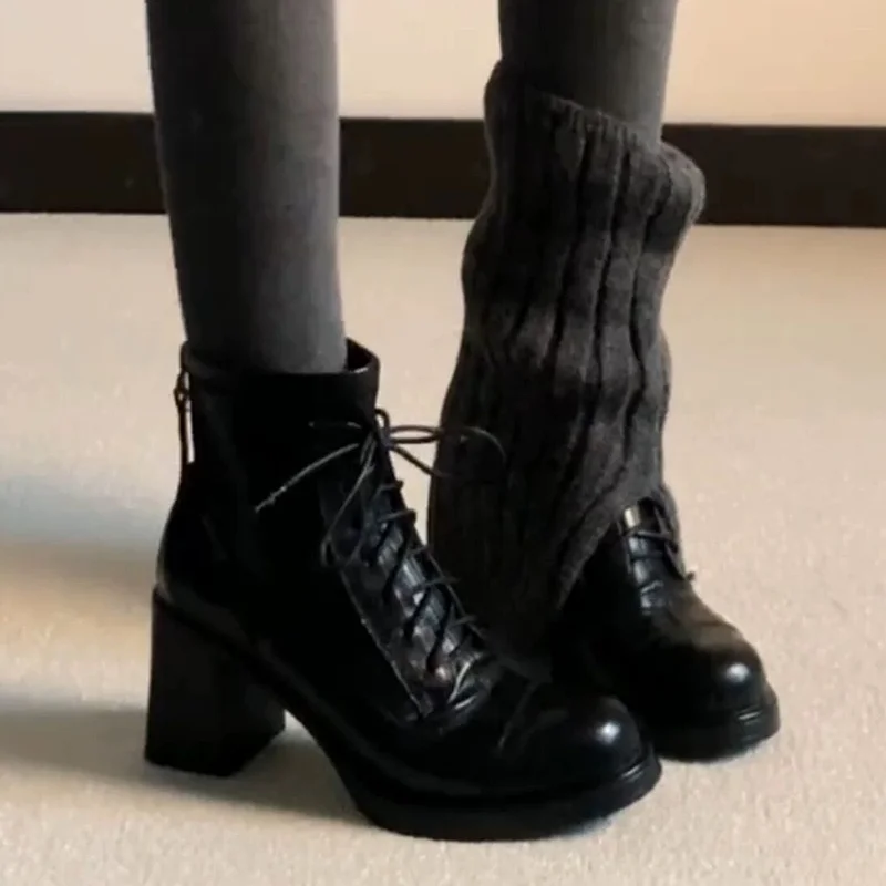 

Sexy High Heels Women's Boots Elegant Designer Winter Chunky Shoes 2025 Leather Pumps Fashion Boots New Dress Trend Ladies Boots