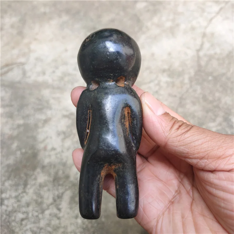 Natural Vintage Handicrafts Iron Stone Red Mountain Culture Sun Man Alien Pendant Jade Pendant Lai Zi