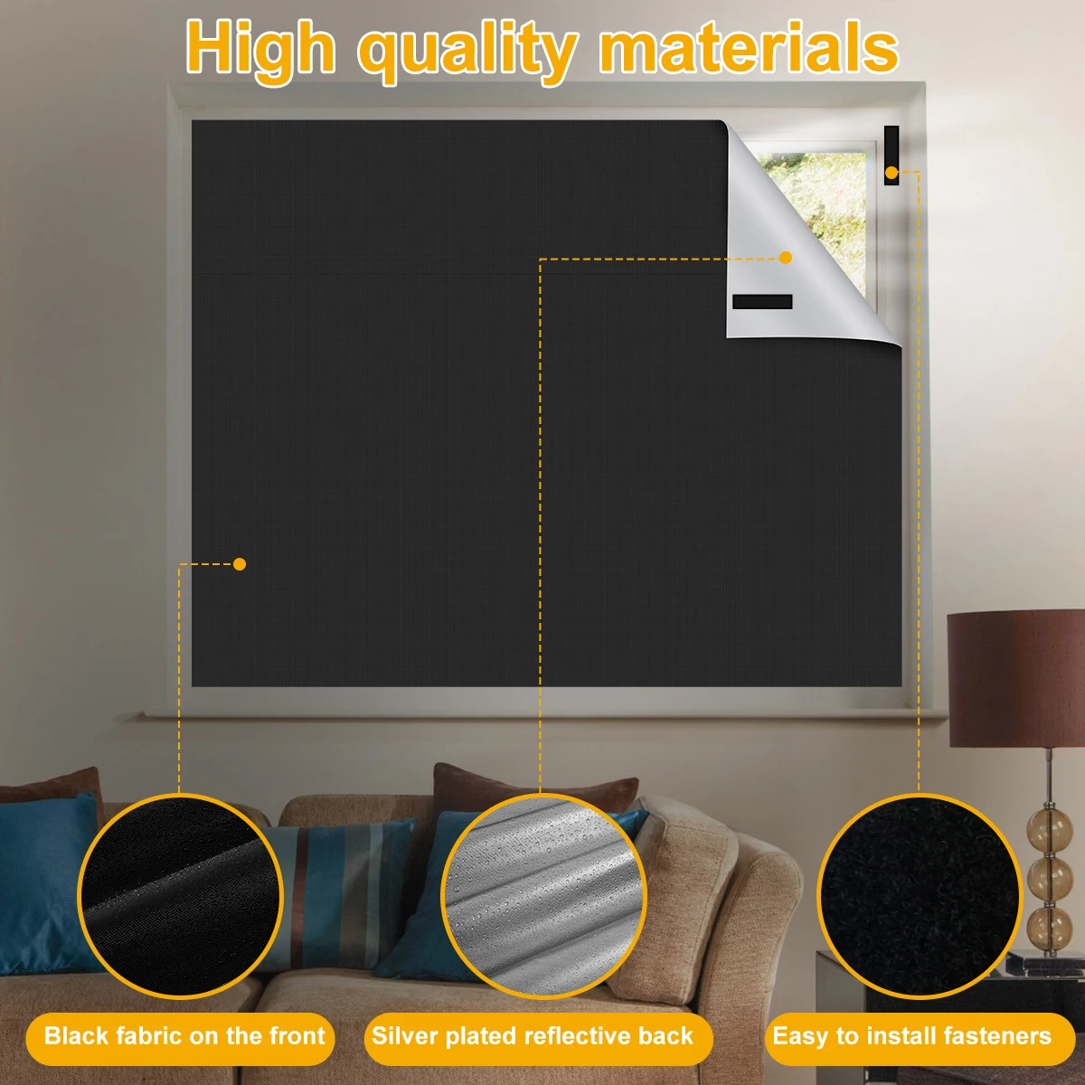 Blackout Curtains Travel Portable Blackout Window Shades Cuttable DIY Window Shades Waterproof Blackout Blinds for Bedroom Dorm