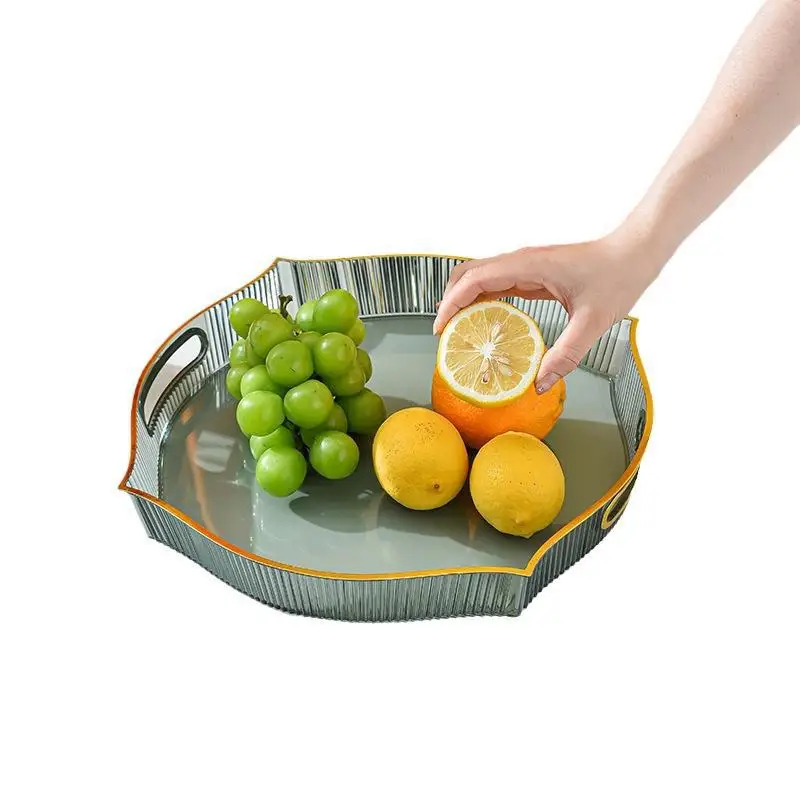 

Household teacup water cup light luxury tray living room snack fruit tea tray plastic transparent Japanese simple dinner plate