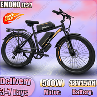 Electric Bike Emoko 500W (marked 250W) 48V45AH or 35AH Dual Battery Electric Bicycle Hydraulic Brake 27.5 Inch Snow Tire E-bike