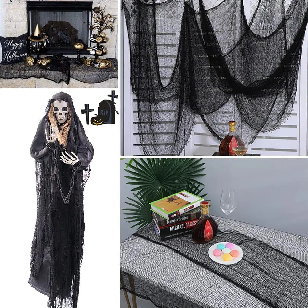 Horror Halloween Party Decoration Haunted Houses Doorway Outdoors Decorations Black Creepy Cloth Scary Gauze Gothic Props - view 4
