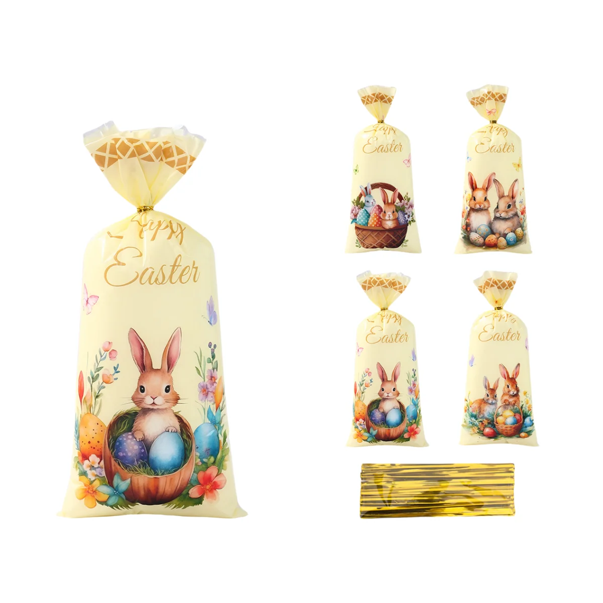 Happy Easter Candy Gifts Bags Bunny Rabbit Eggs Cookies Packing Bag Easter Decoration For Home Happy Birthday Party Supplies