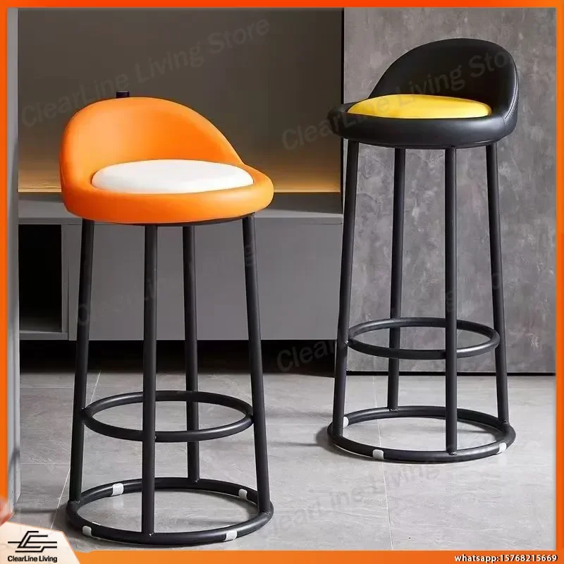 

Modern Bar Stool with Backrest Round High Foot Stool for Kitchen Counter Dining Room Bar Table Home Decor Adjustable Height