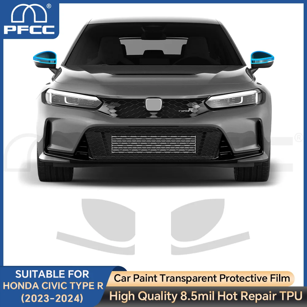 

For Honda Civic Type R 2023 2024 Rearview A B Pillars Protection Film Car Headlight Film TPU PPF Transparent Foils Accessories