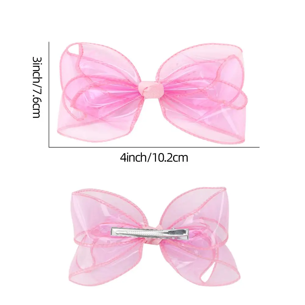 Waterproof Jelly Bows Hair Bows for Girls with Clips Girl Kids Hair accessories Glitter Knot Bows Pool/Swim Bows Solid Hairpins