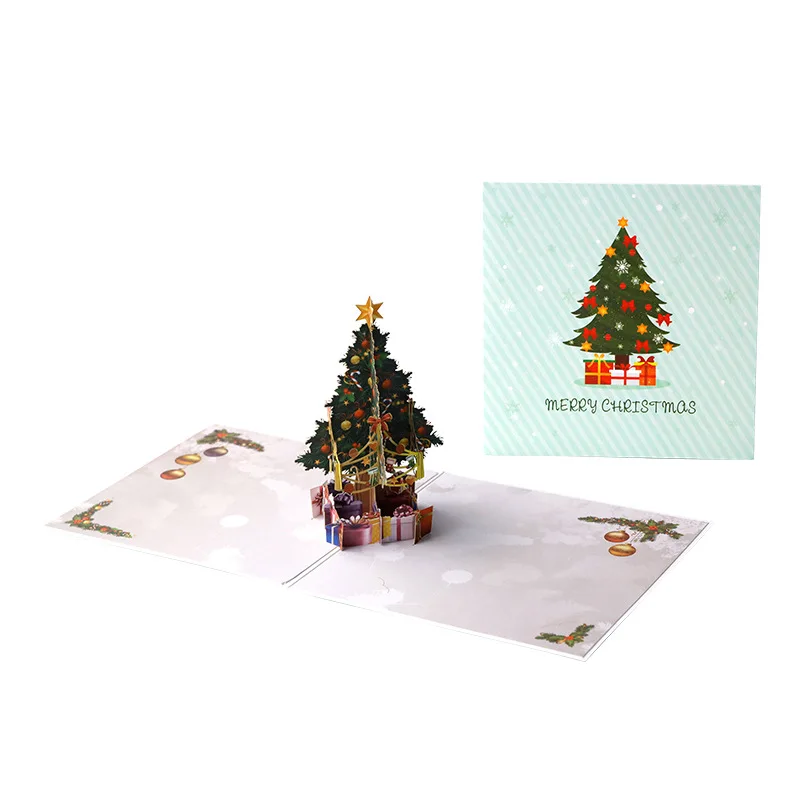 3D Pop-up Christmas Card Set,Shining Cards With Various Designs-Christmas Tree,Santa Claus,Reindeer,Snowflakes,Snowman,And More