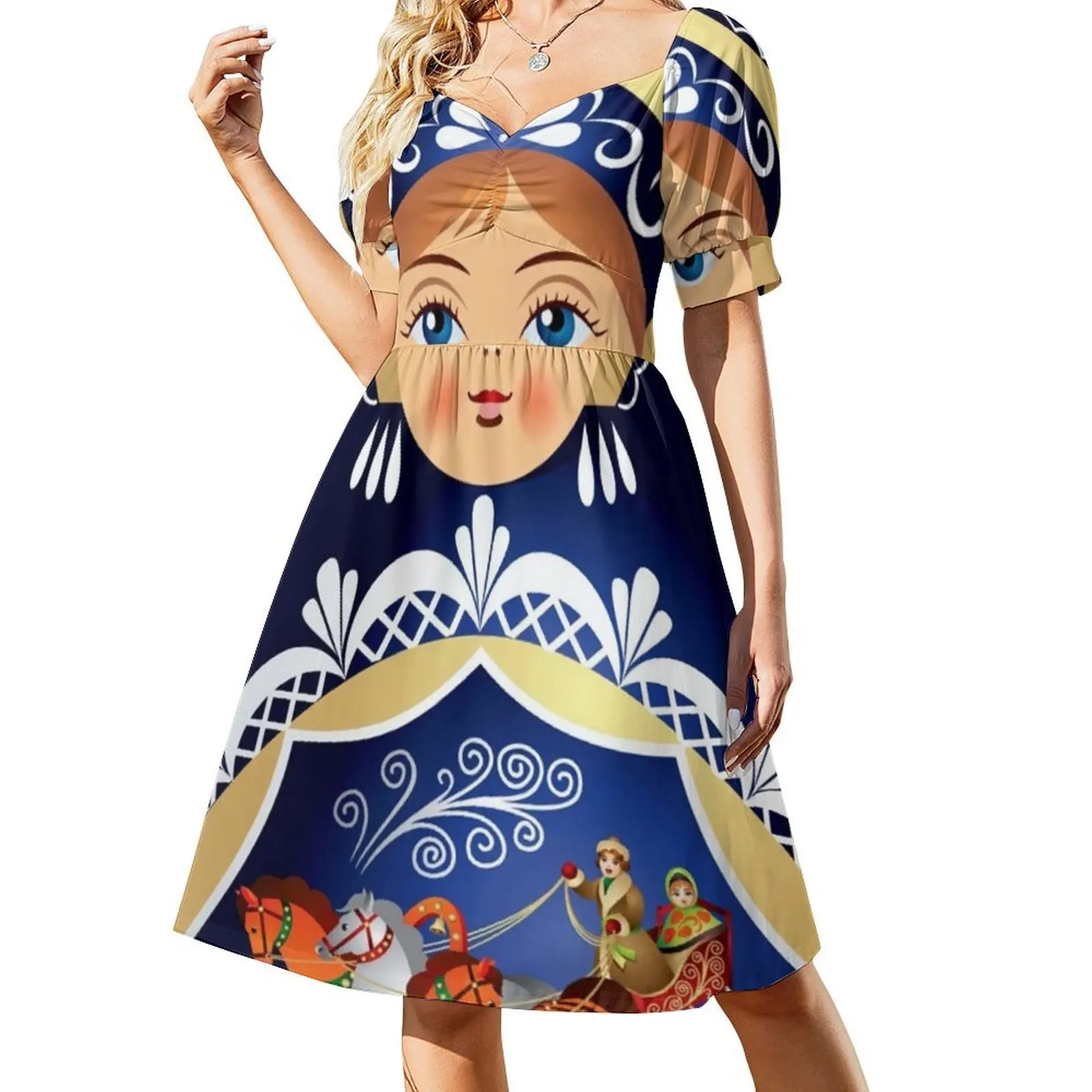 بابوشكا ماتريوشكا دمية روسية فستان عطلة مثير للنساء شاطئ حفلة عيد ميلاد فستان قصير دمية بابوشكا دمية روسية #2