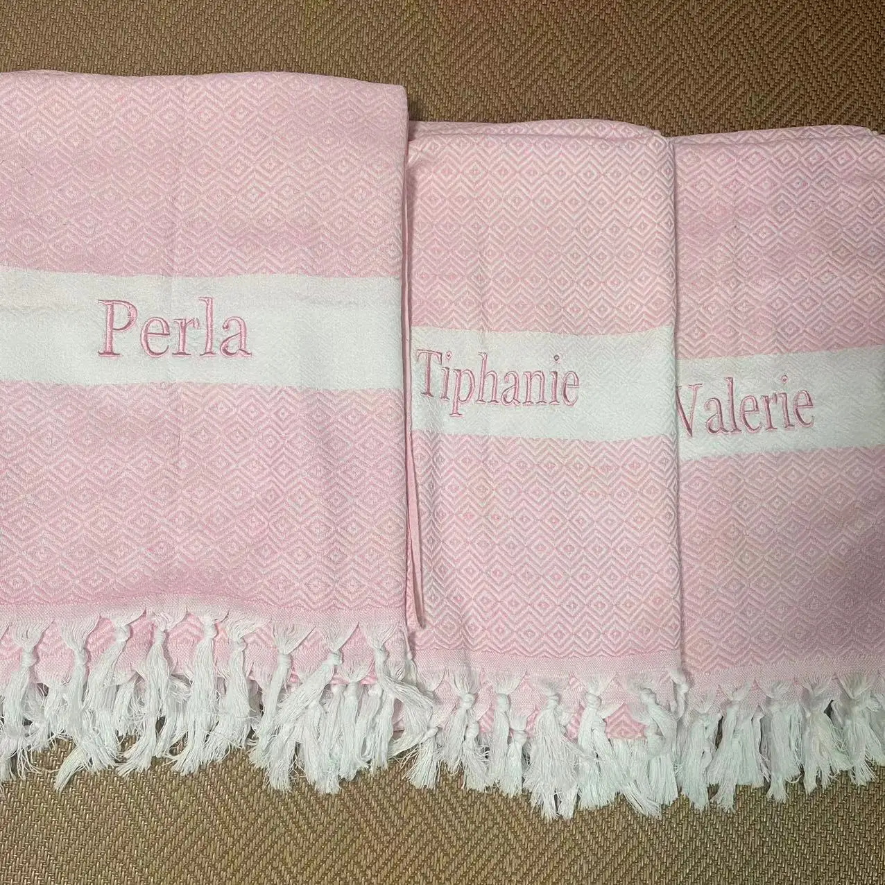 Custom Turkish Towels with Name Wedding Party Bridesmaids Beach Towels Embroidered Bridal Shower Gift Personalized Beach Towel