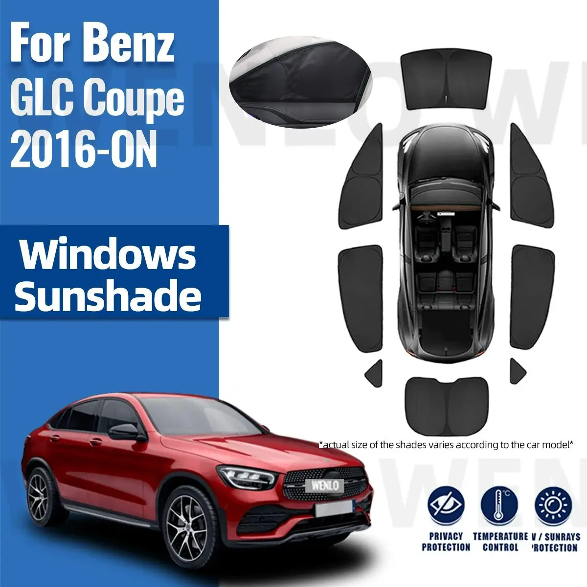 

For Mercedes Benz GLC Coupe C253 2016-2023 Full Cover Car Sunshade Front Windshield Frame Curtain Rear Side Window Sun Shade