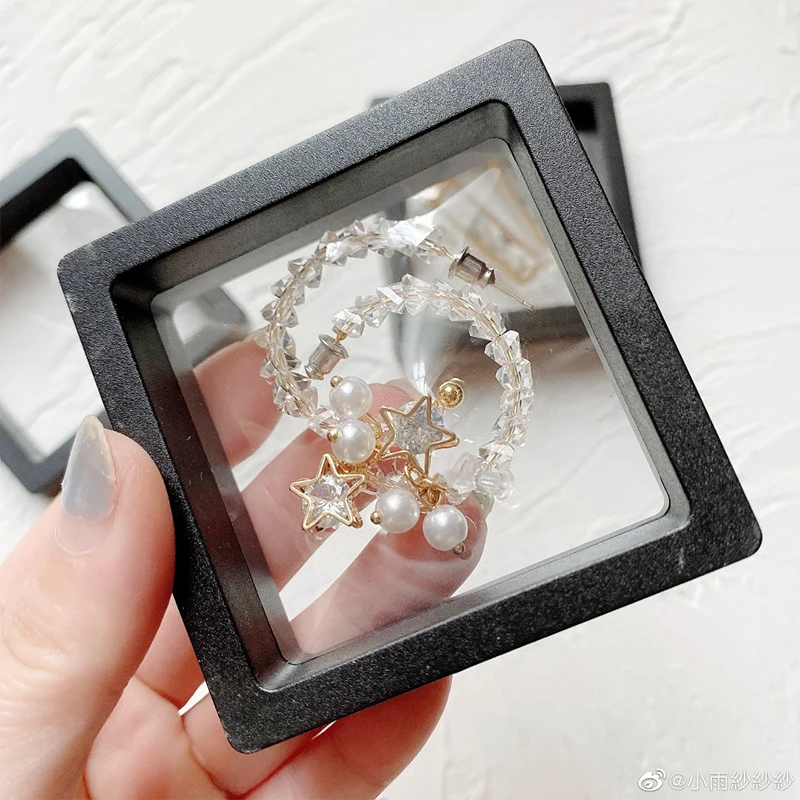 10PCS/set Jewelry Packaging Box PE Film Dustproof Transparent Jewelry Display Case Earring Ring Jewelry Storage Box Wholesale