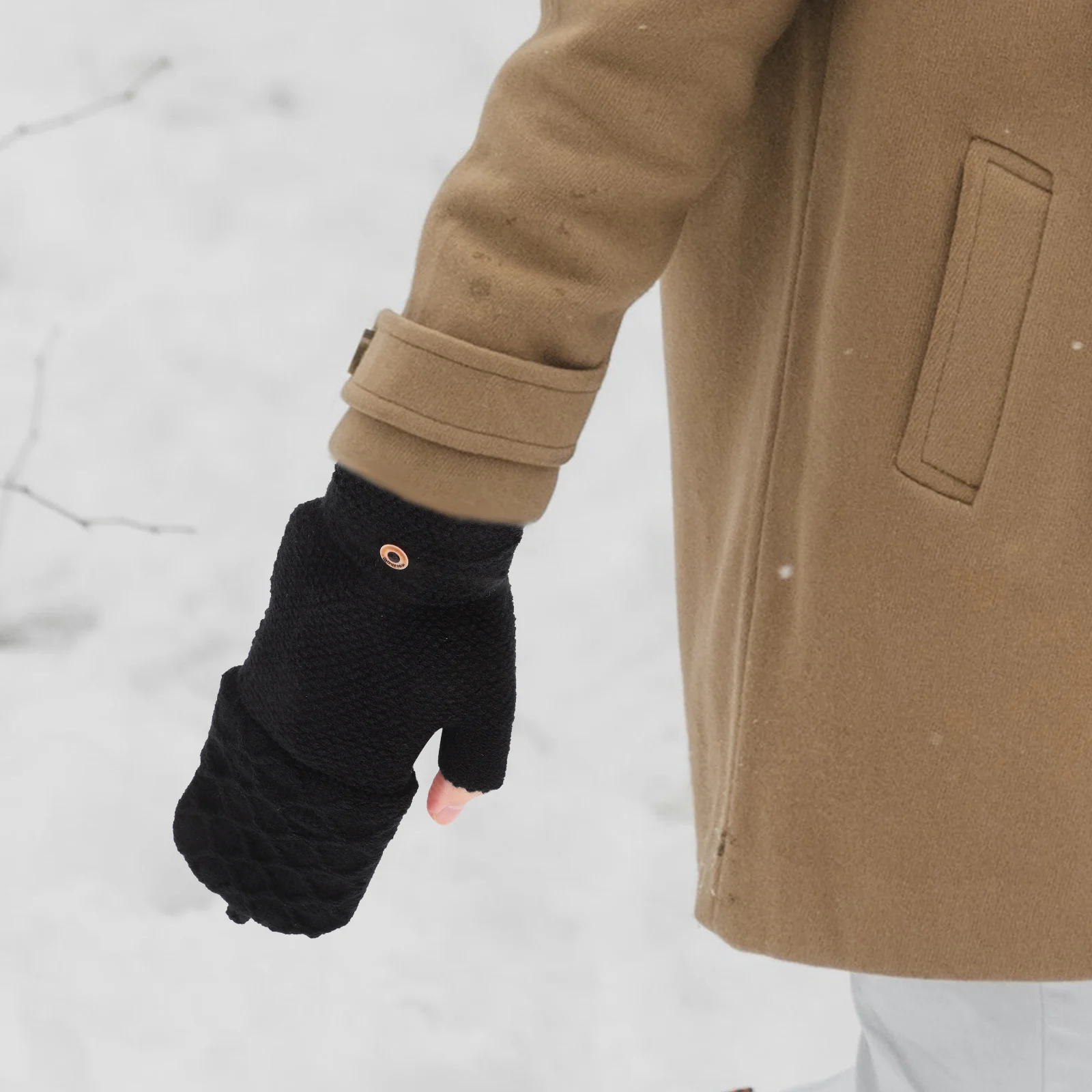 

Heated Fingerless Gloves Winter Men Cashmere Thermal Mitts for Riding Sports H Covers Portable Warm Breathable Dry Hot Camping