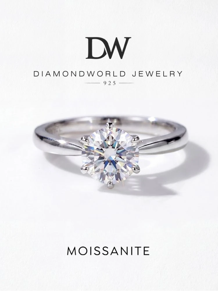 DWJ 0,5–1 ct echter Moissanit-Diamantring für Damen, 925er Sterlingsilber, Alltagskleidung, Party, wunderschöner, hochwertiger edler Schmuck