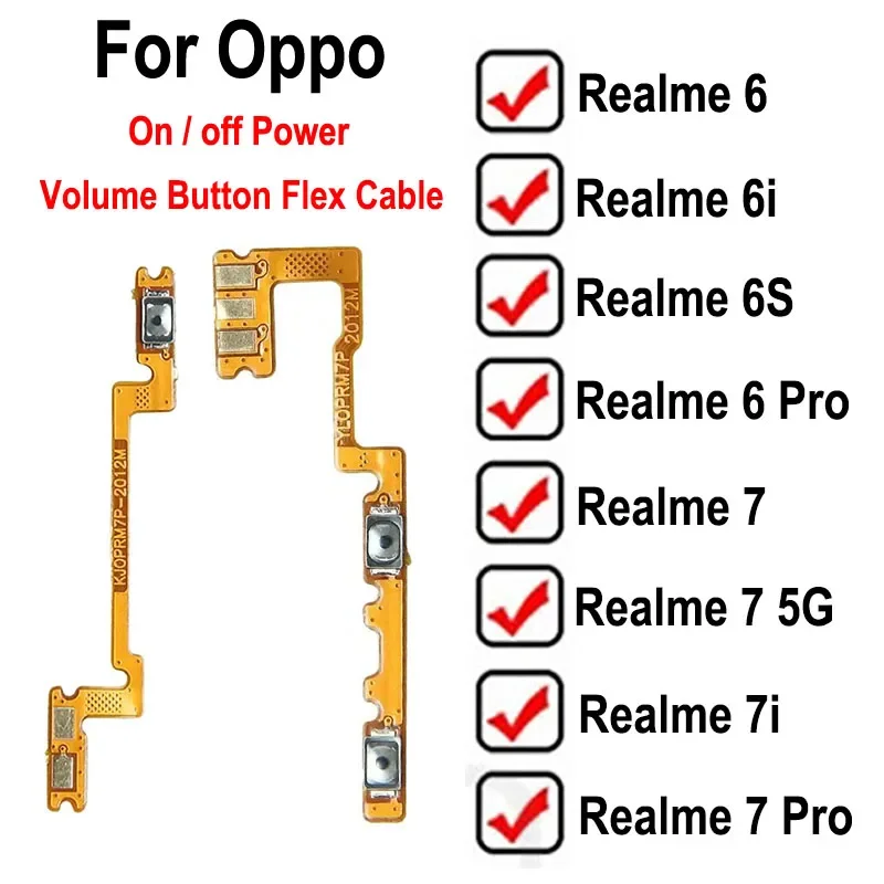 

GEFENSI Power Volume Flex Cable For Oppo Realme 6 6i 6Pro 7 7i 7Pro Pro 4G 5G Power Volume Side Key Mini Button Flex Ribbon On O