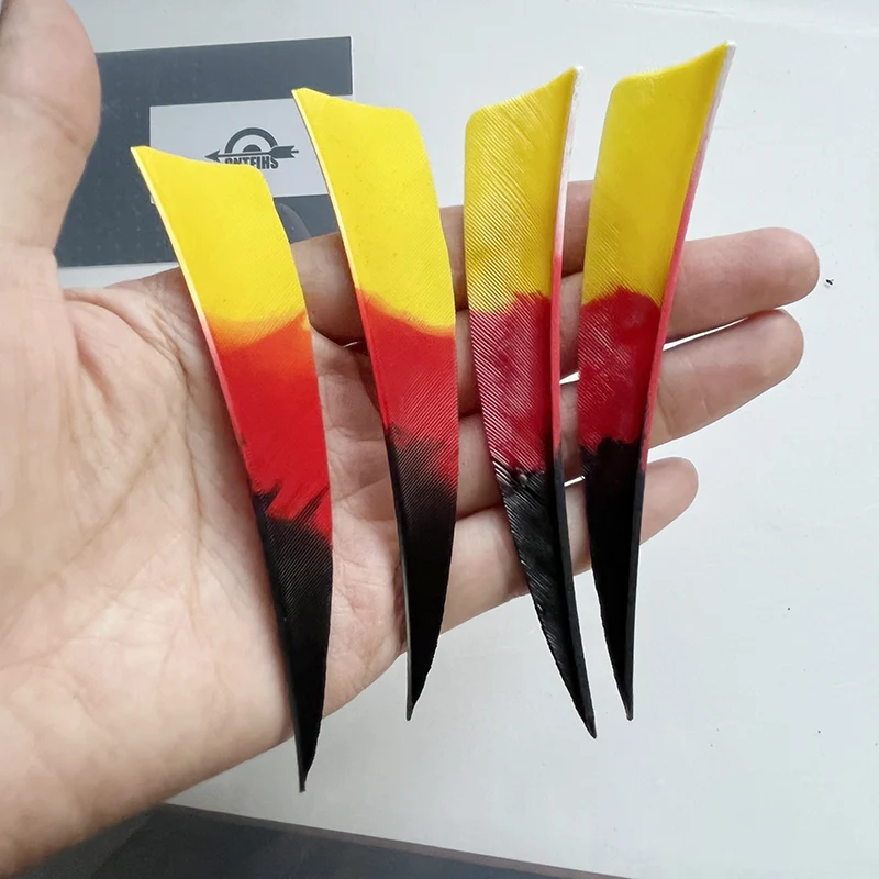 Escudo de plumas de pavo Natural, 50 piezas, 4 pulgadas, piezas de flechas, tiro con arco, accesorios de bricolaje