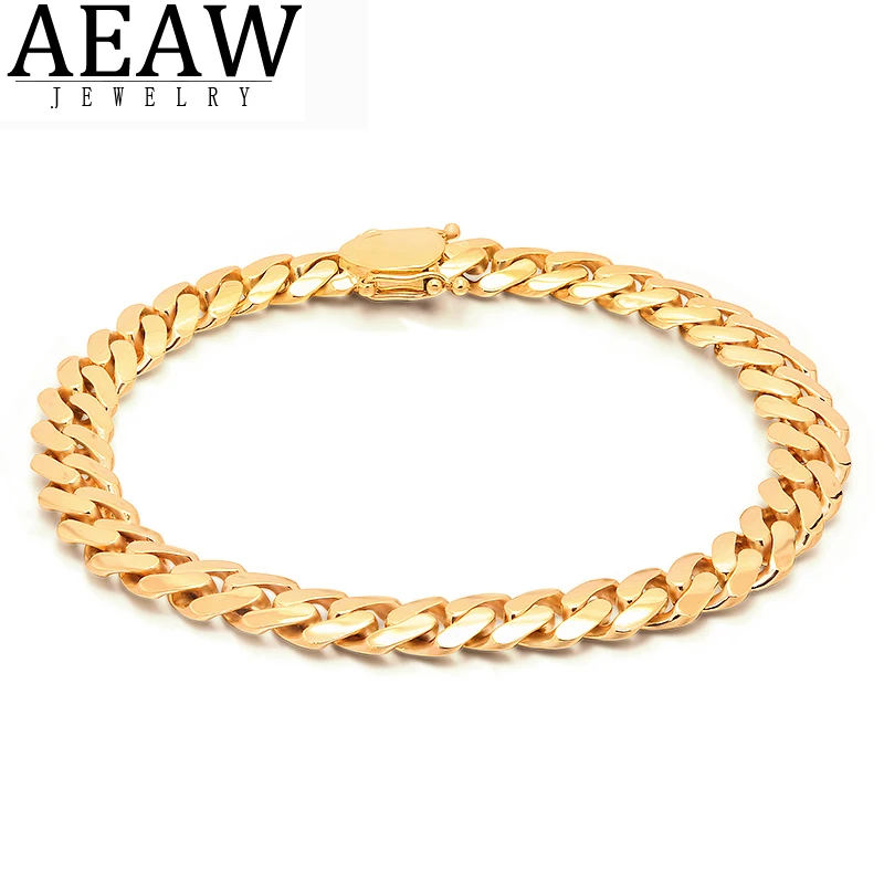 

AEAW Miami Cuban Chain Necklace Bracelet 8mm For Men's Solid 14K Gold Punk Necklace Choker Link Chain Hip Hop Jewelry Gift