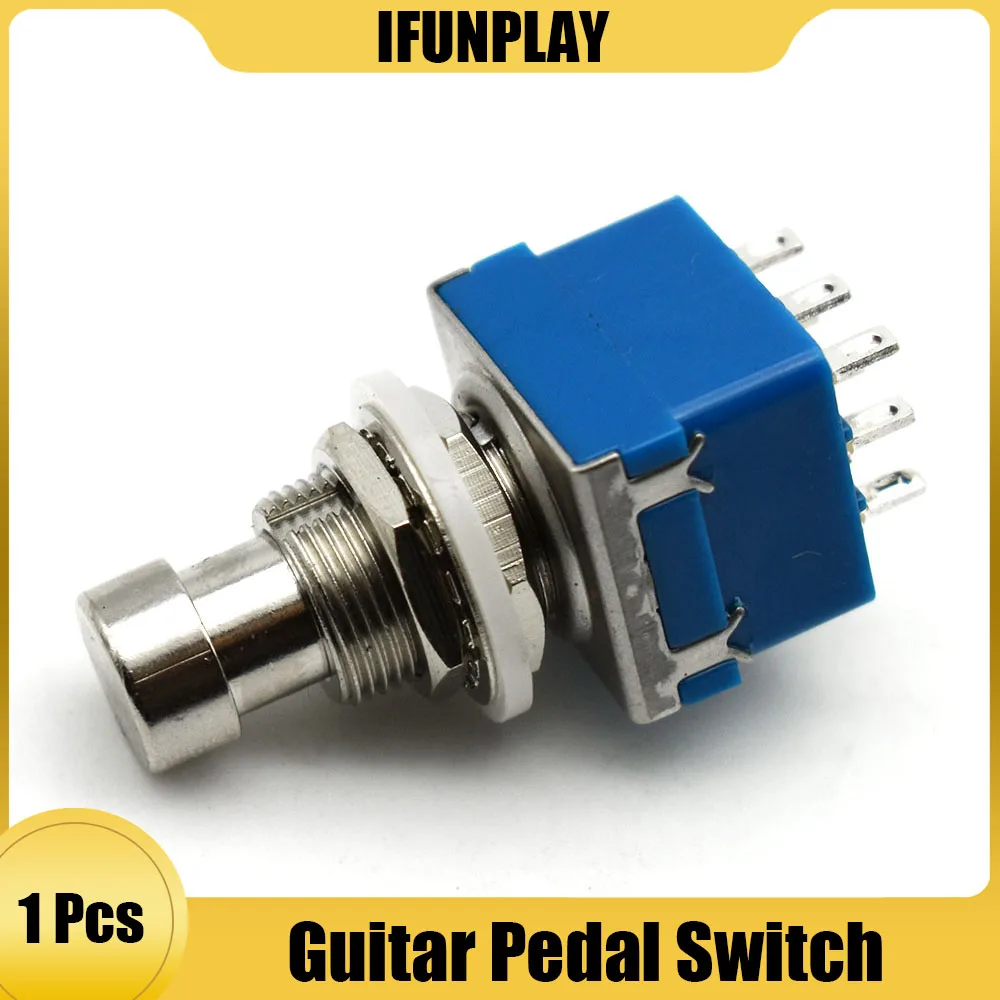 Guitar Effect Pedal Switch Button 3PDT 9-Pin Stomp Foot Pedal Bypass Switch Pedal Parts Blue Black