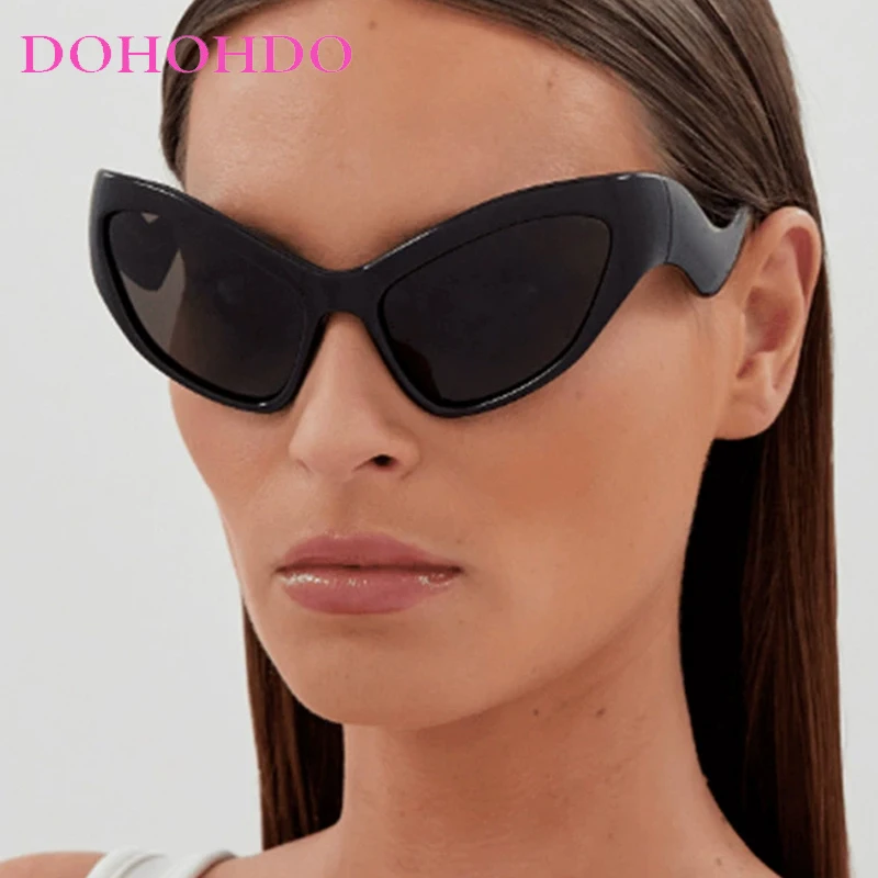 

Wave Legs Large Frame Cat Eye Sunglasses Women Men Trendy Personality Design Outdoors Travel Street Photography Eyewear UV400