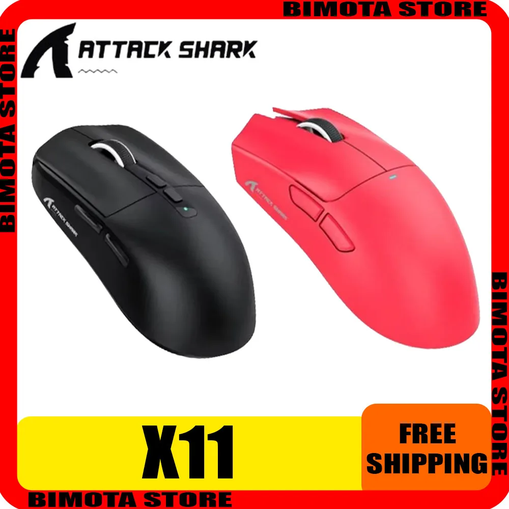 Attack Shark X11 Wireless Mouse Three Mode Low Delay Bluetooth Mouse With Charger Base Ergonomics Lightweight Low Delay Pc Gifts