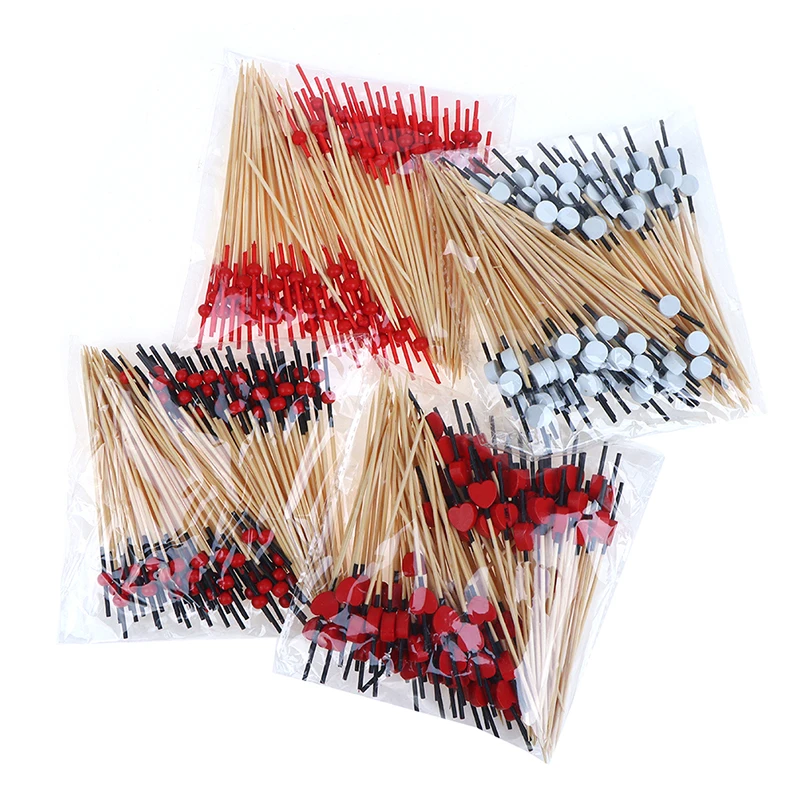 New 100x 12cm Heart Bamboo Pick Buffet cake Fruit Fork Party Dessert Salad Stick