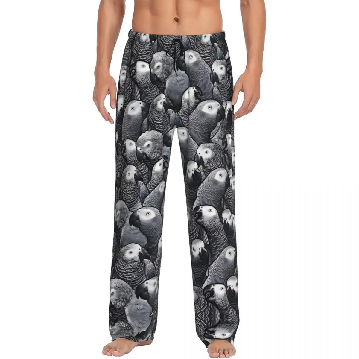 

Custom Parrot Bird Pajama Pants Sleepwear for Men Elastic Waistband Cute Parrot Sleep Lounge Bottoms with Pockets