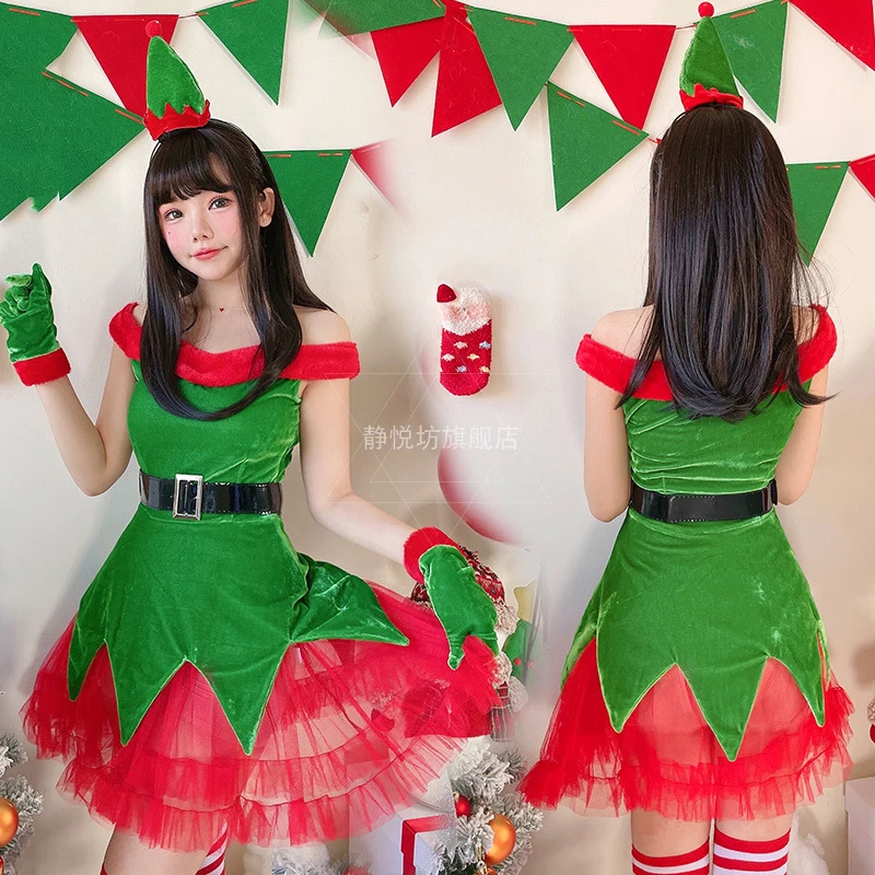 Abito natalizio Cosplay per Womem Costume babbo natale vestito gonna albero di babbo natale Anime capodanno Disfraz Costume Sexy da gioco di ruolo