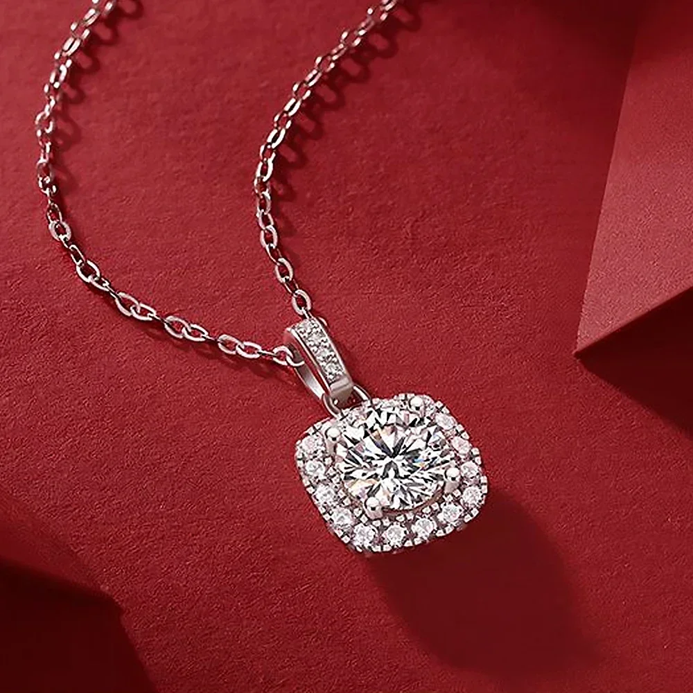 1-3CT Classic Moissanite Pendent Necklace with GRA Certificate 925 Sterling Silver Necklaces for Women Wedding Party Jewelry
