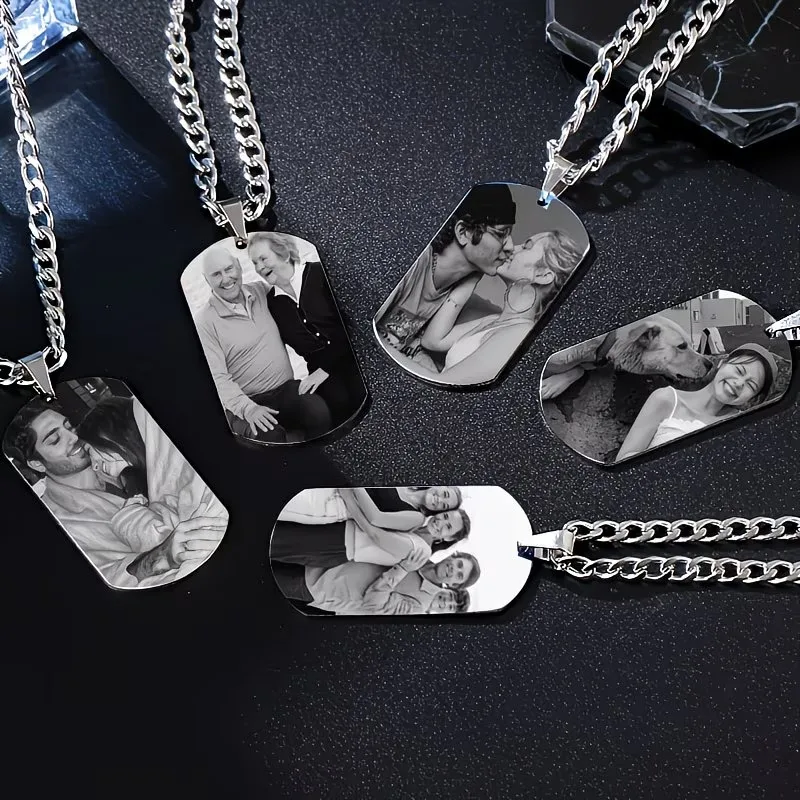 Custom Personalized Stainless Steel Custom Necklace - Engraved Memorial Photo, Durable Waterproof Design - Ideal Gift