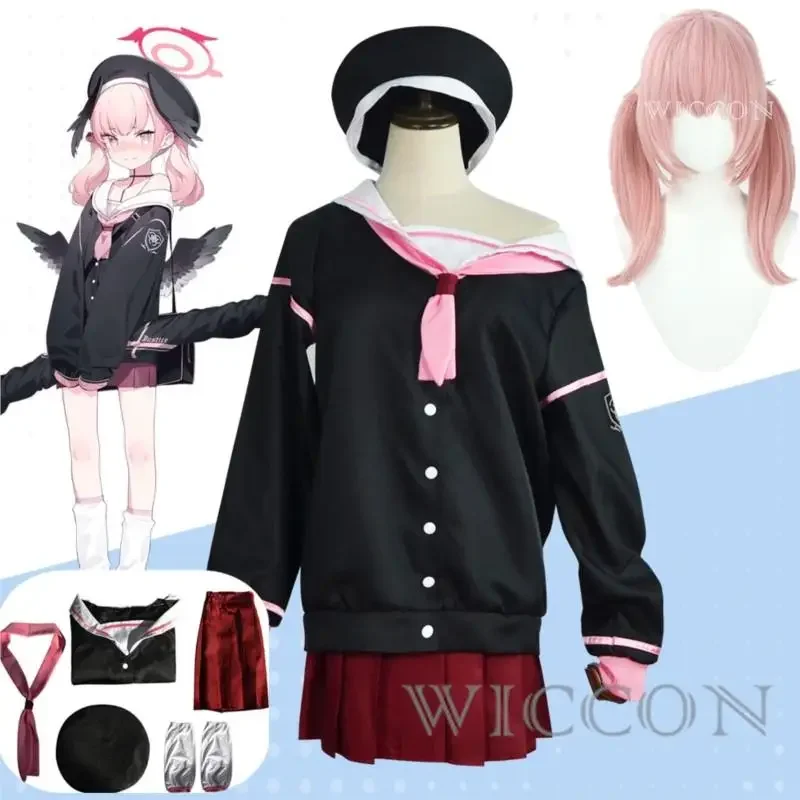 Game Shimoe Koharu Blue Archive Project MX Cosplay Costume Wig Anime Trinity General School Loli Sailor Uniform Halloween Suit