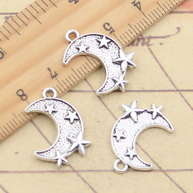 10pcs Charms Moon Star 22x16mm Tibetan Silver Color Pendants Antique Jewelry Making DIY Handmade Craft