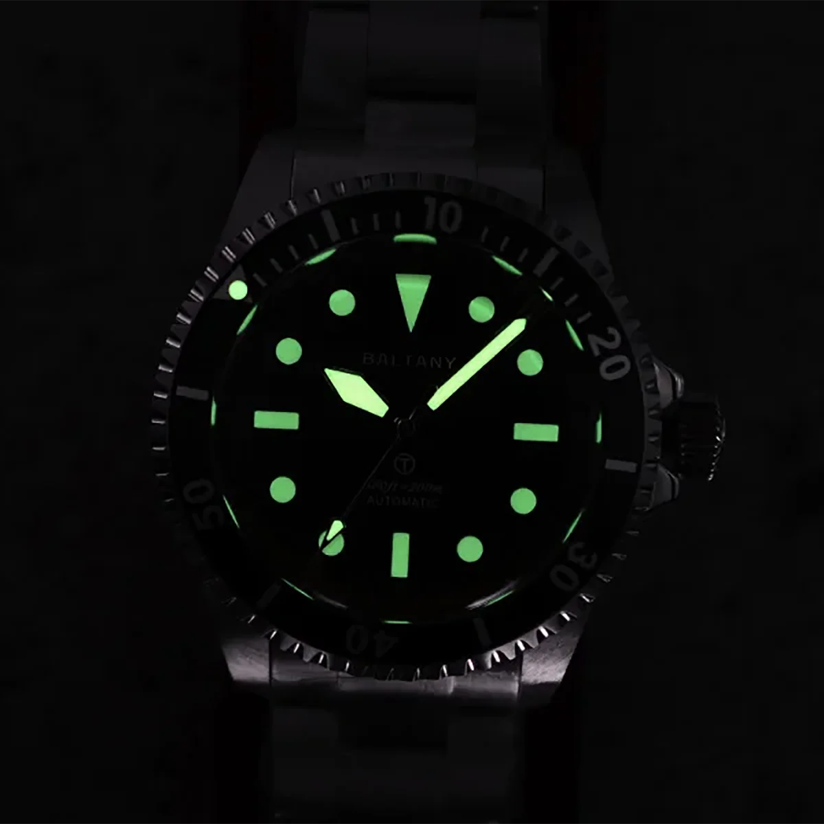 Baltany 2024 New Diving Nh38 Men\'s Automatic Mechanical Watch Sapphire Stainless Steel Waterproof 20Bar Luminous C3 Reloj Hombre
